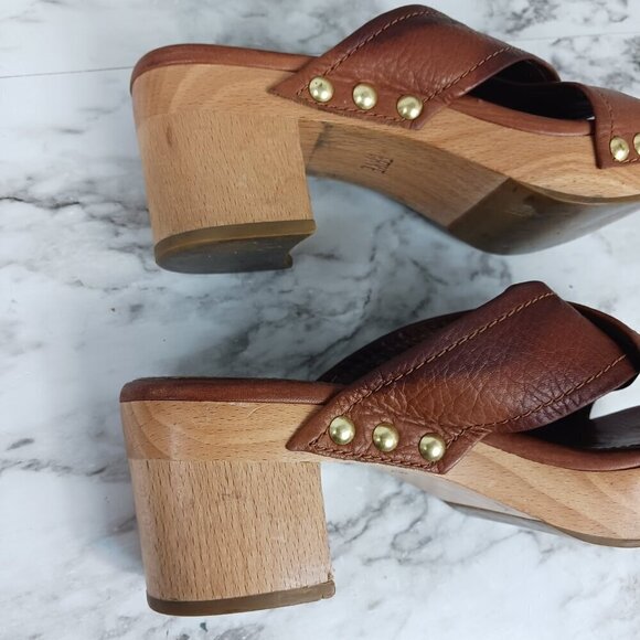 FRYE Womens Fiona Slide Cross Strap Dress Sandals Brown Leather Size 7M - Picture 5 of 14